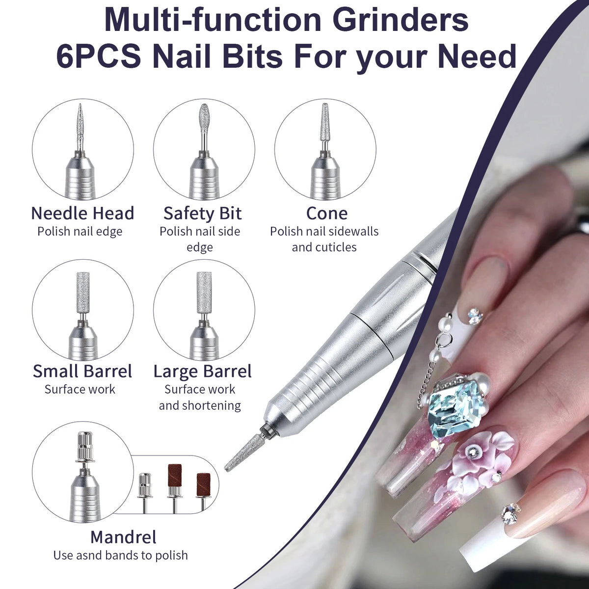 45000 RPM Rechargeable Nail Drill | Pro Electric File Kit Electric Nail Drill QXL
