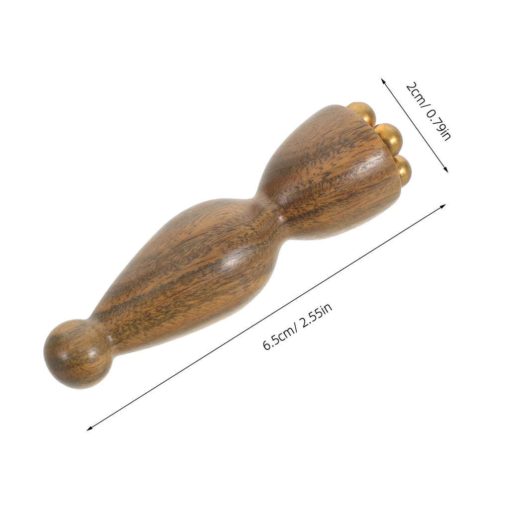 Green Sandalwood 5-Bead Acupressure Face & Eye Roller Stick Facial Massage Roller QXL Multi