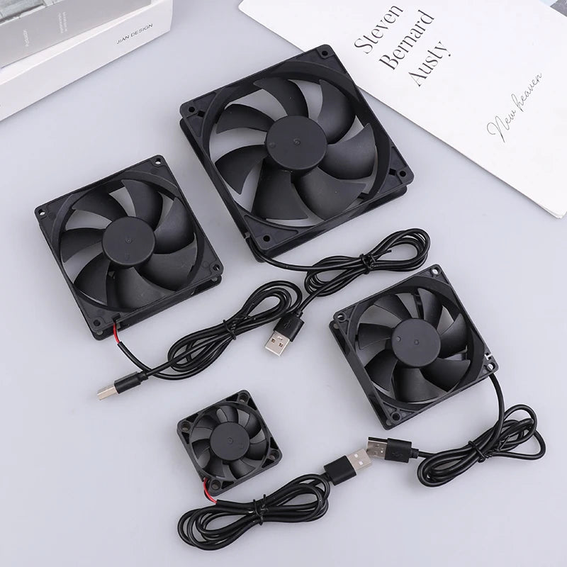 5V USB Brushless Cooling Fan 50–120mm | Router, TV Box, PC USB Cooling Fan QXL