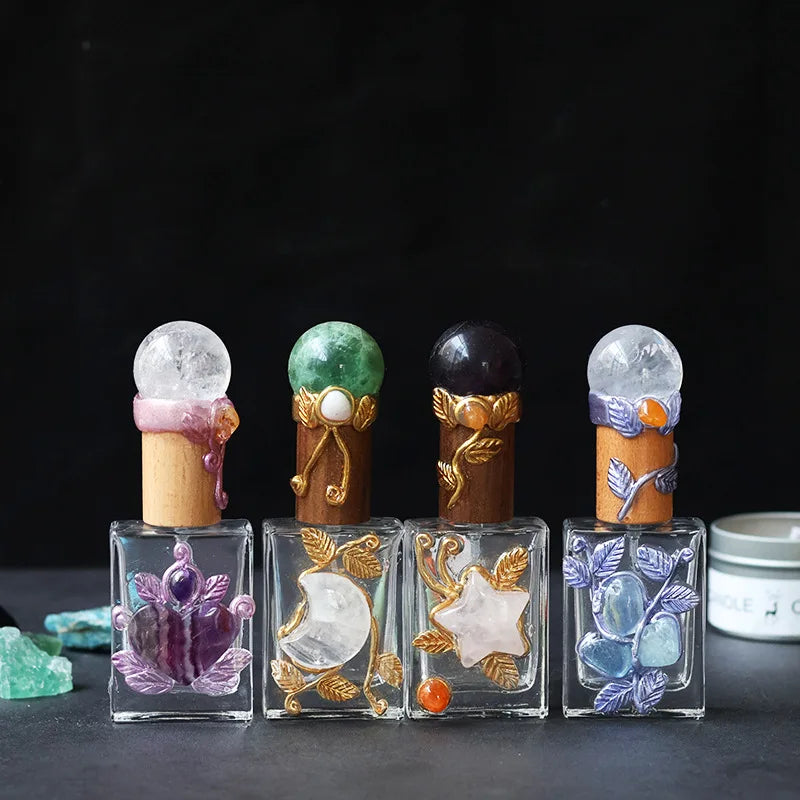 Crystal Topped Refillable Perfume Bottle | Gemstone Accents Decorative Perfume Bottle QXL