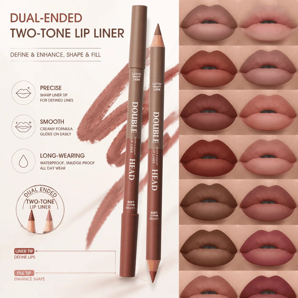 Double-Ended Matte Waterproof Lip Liner Pen | 6 Shades Lip Liner Pen QXL