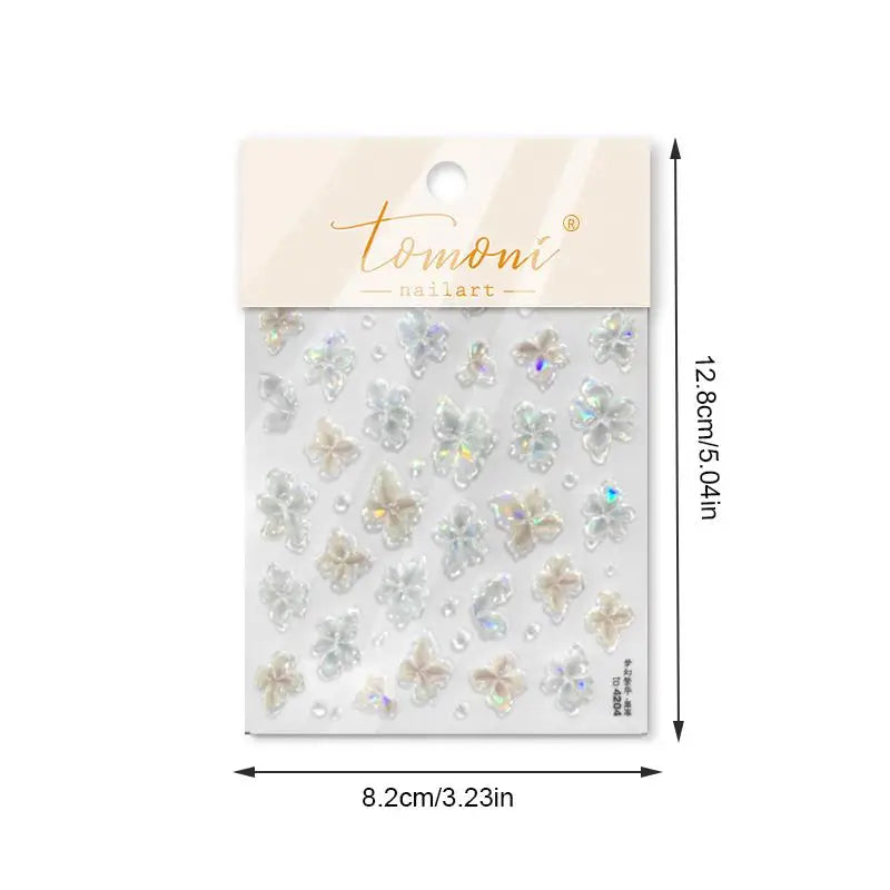 3D French Jelly Nail Stickers – Butterfly Star Moon Holographic Nail Art Stickers QXL