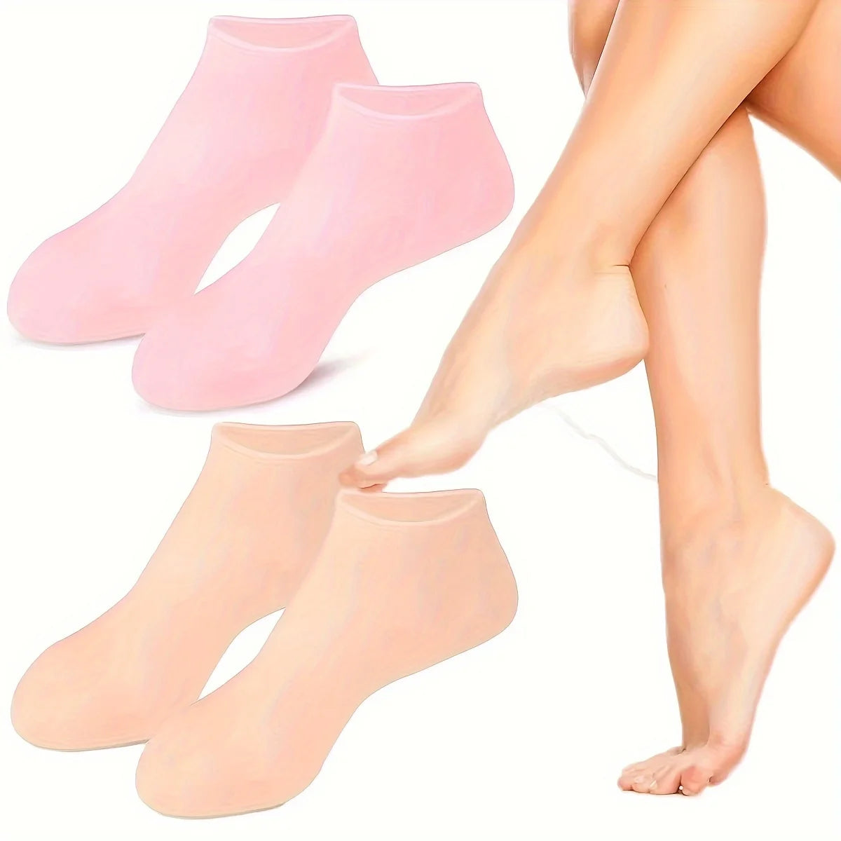 2-Pack Silicone Gel Moisturizing Spa Socks | Foot Care Moisturizing Spa Socks QXL