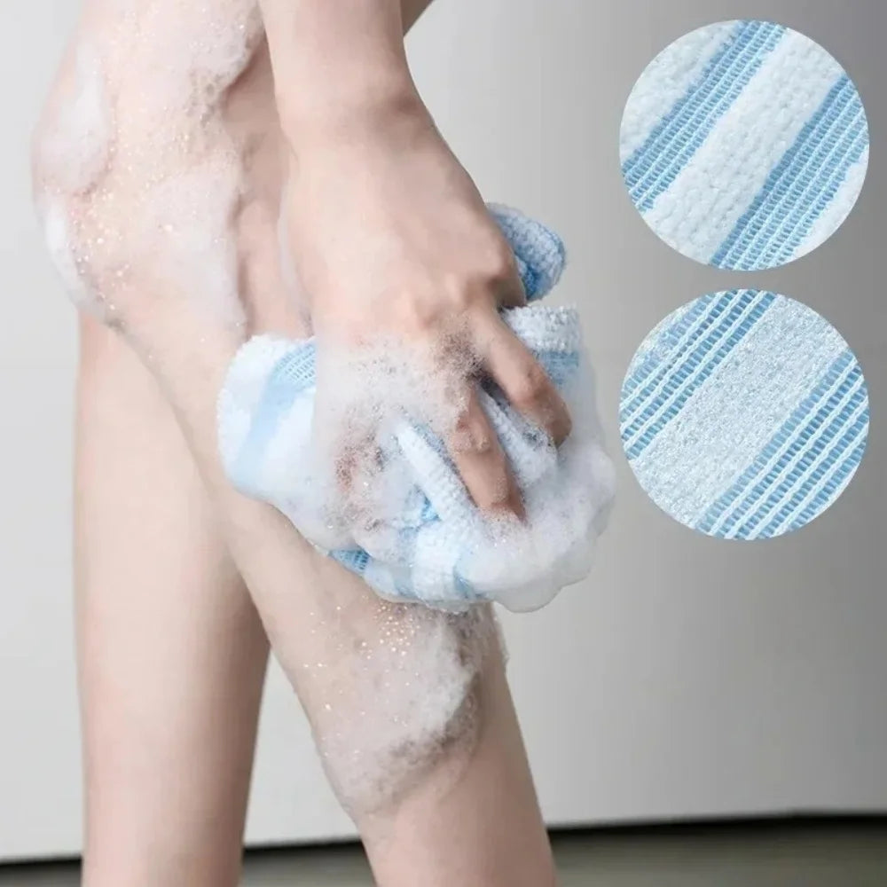 Double-Sided Nylon Exfoliating Back Scrub Towel | Bath Strip Exfoliating Bath Scrub QXL