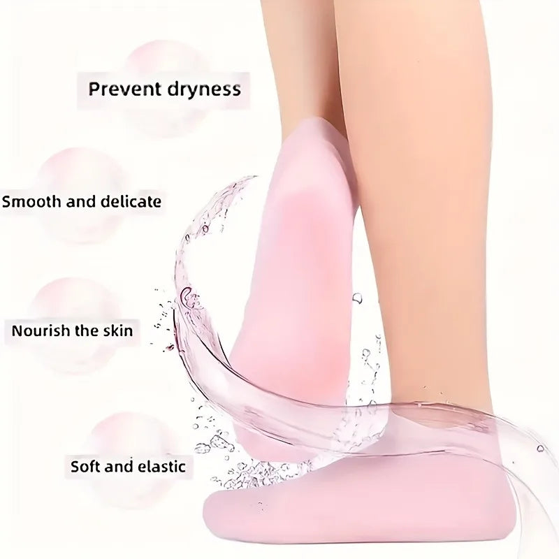 2-Pack Silicone Moisturizing Foot Sleeves | Overnight Heel Care Moisturizing Foot Sleeves QXL