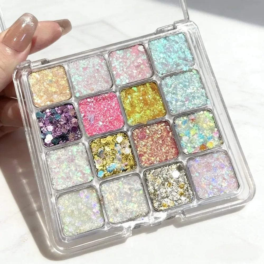 16-Color Eyeshadow Palette | Pearl, Matte & Glitter Shimmer Eyeshadow Palette QXL
