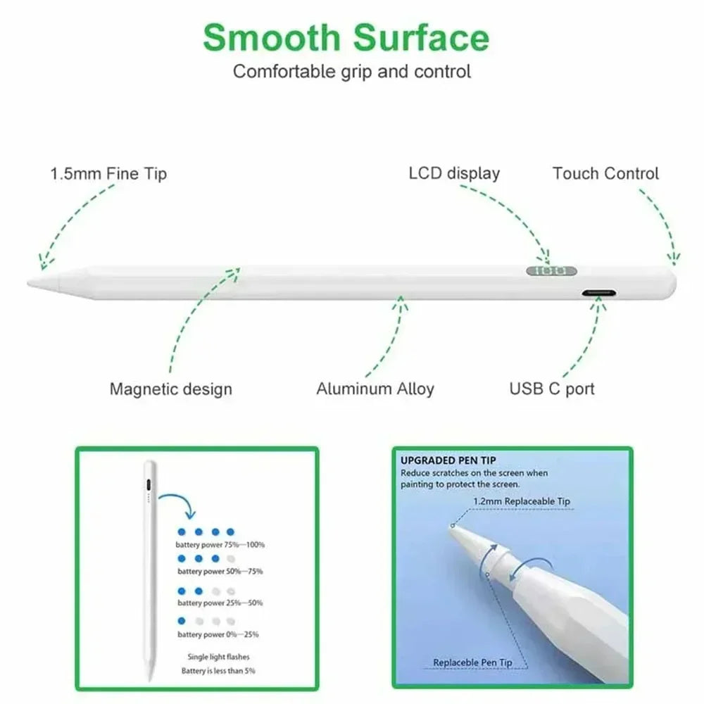 Universal Stylus Pen with Power Display | iPad & Android Capacitive Stylus Pen QXL