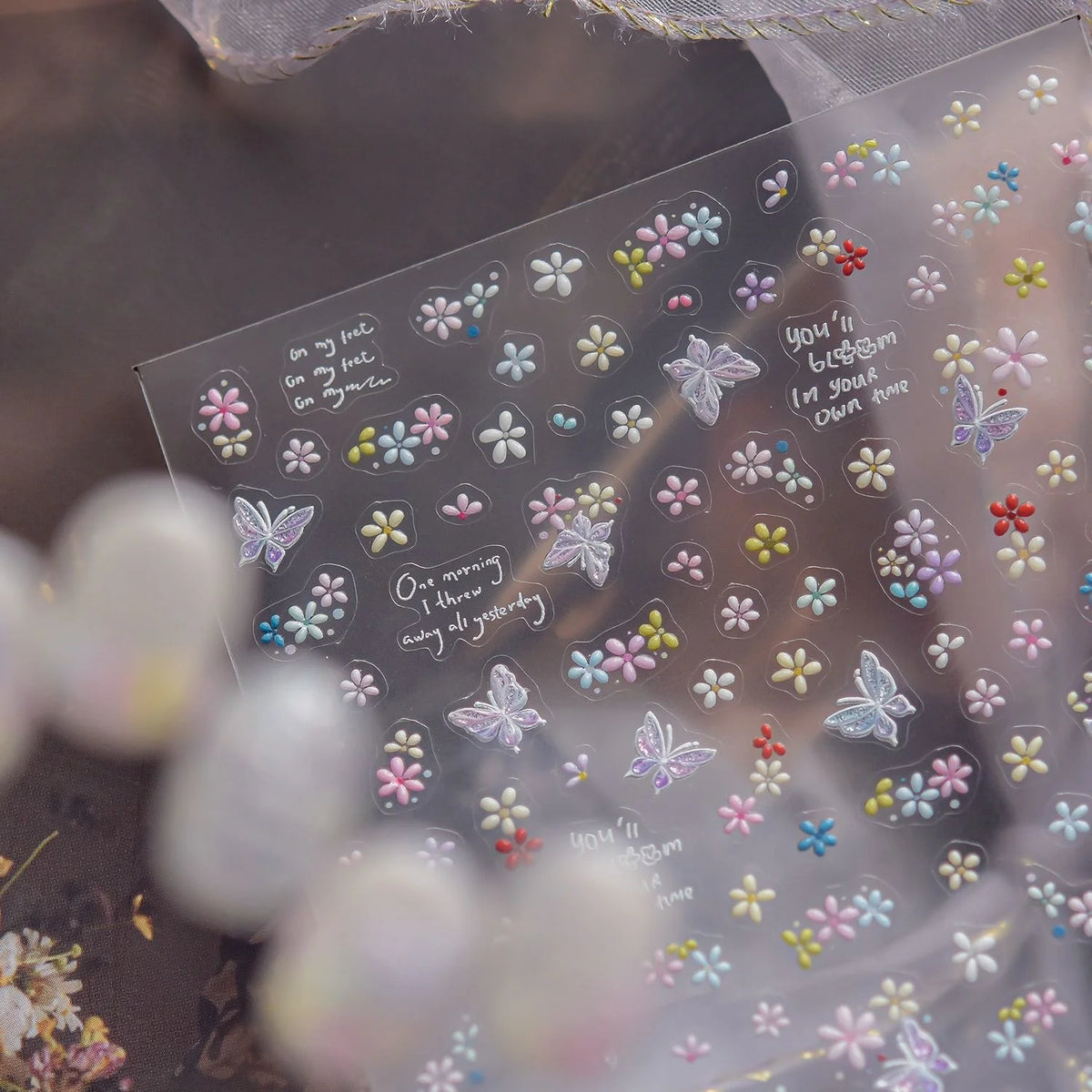 5D Holographic Butterfly Nail Stickers | Spring Floral Decals Nail Art Stickers QXL