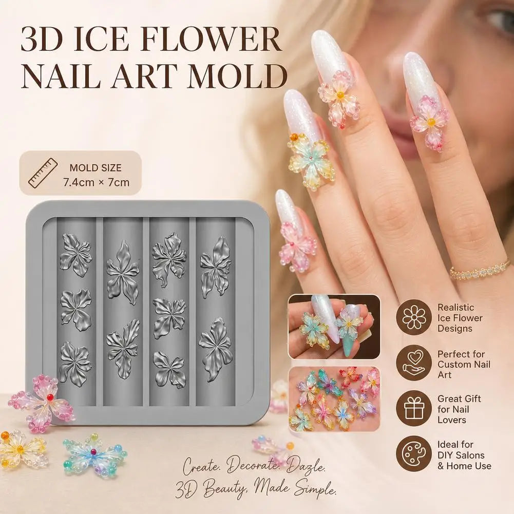 3D Flower Silicone Nail Art Mold | DIY Floral Manicure Stencil Nail Art Mold QXL