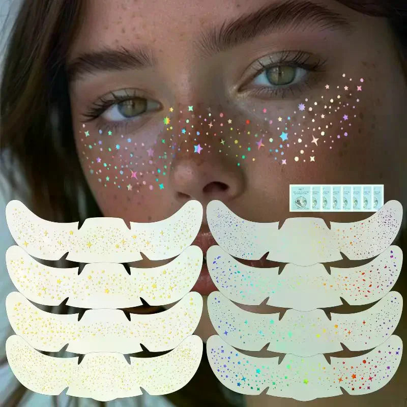 Glitter Holographic Freckle Temporary Tattoo Stickers | Face Makeup Temporary Tattoo Sticker QXL