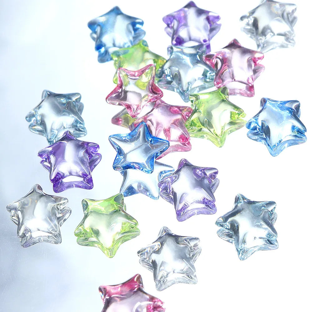 Kawaii Star Resin Nail Charms – 30pc 3D Colorful Decorations Nail Art Charms QXL