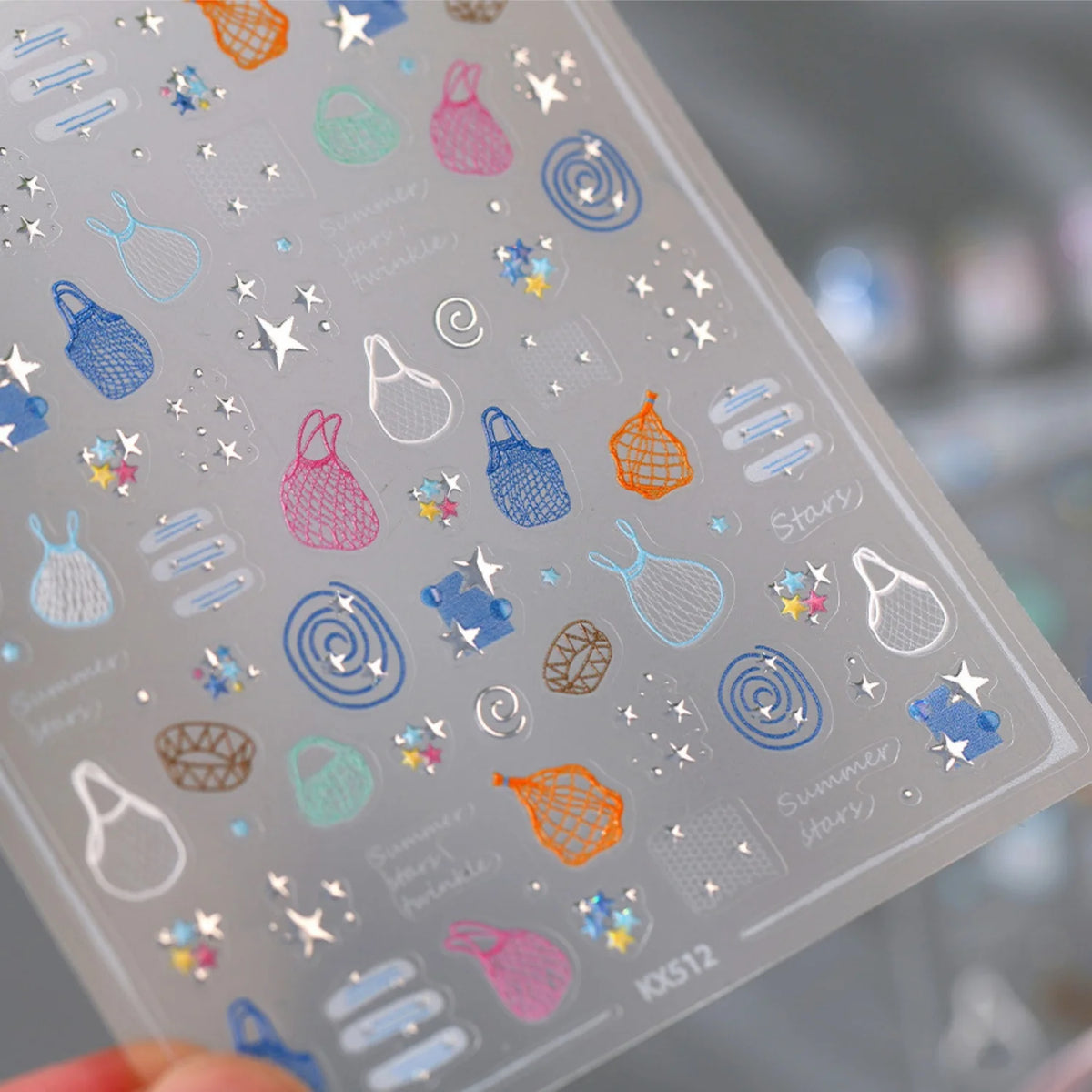 5D Self-Adhesive Nail Stickers – Glitter Stars & Swirl Decals Nail Art Stickers QXL
