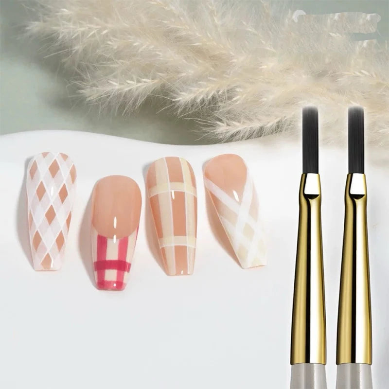 French Plaid Nail Art Brush Set | Grid & Line Drawing Pen Nail Art Brush QXL