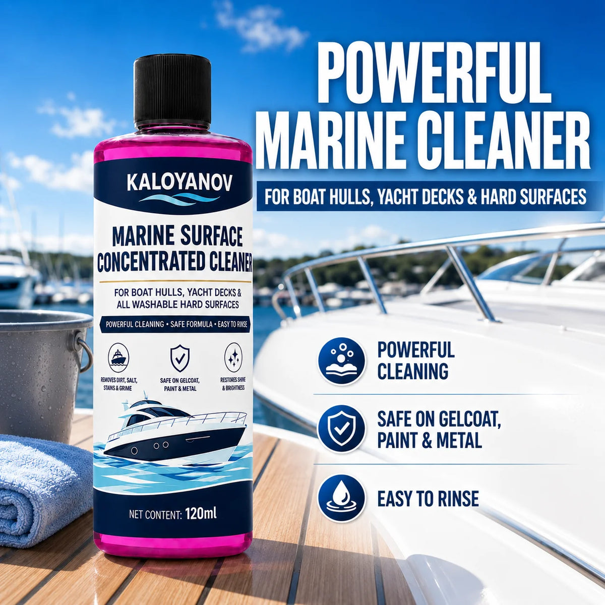 KALOYANOV 120ml Marine Cleaner 1:100 – Boat Hull & Yacht Deck Marine Surface Cleaner QXL Default Title