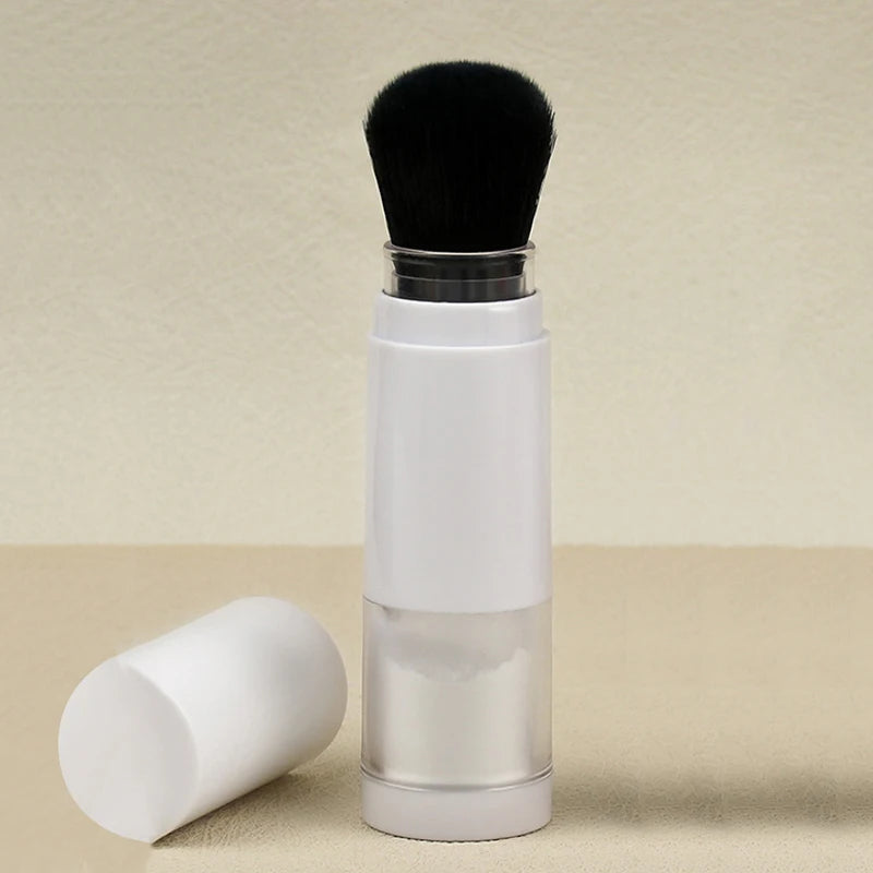 2-in-1 Travel Powder Brush with Refillable Loose Powder Case Travel Powder Brush QXL Black