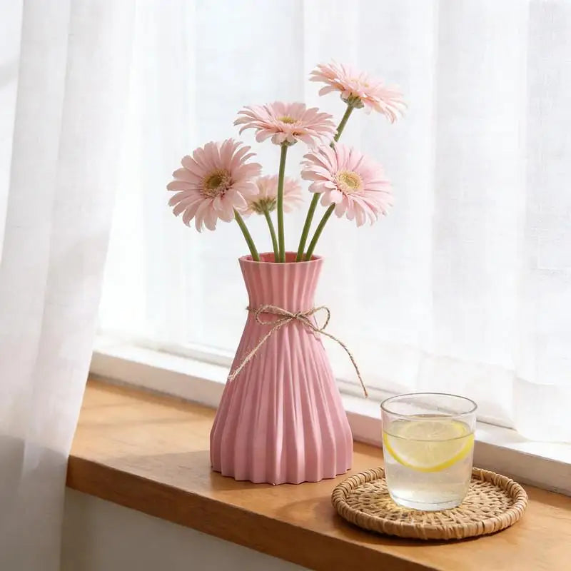 Origami Foldable Plastic Vase | Pleated Flower Holder Decor Decorative Flower Vase QXL