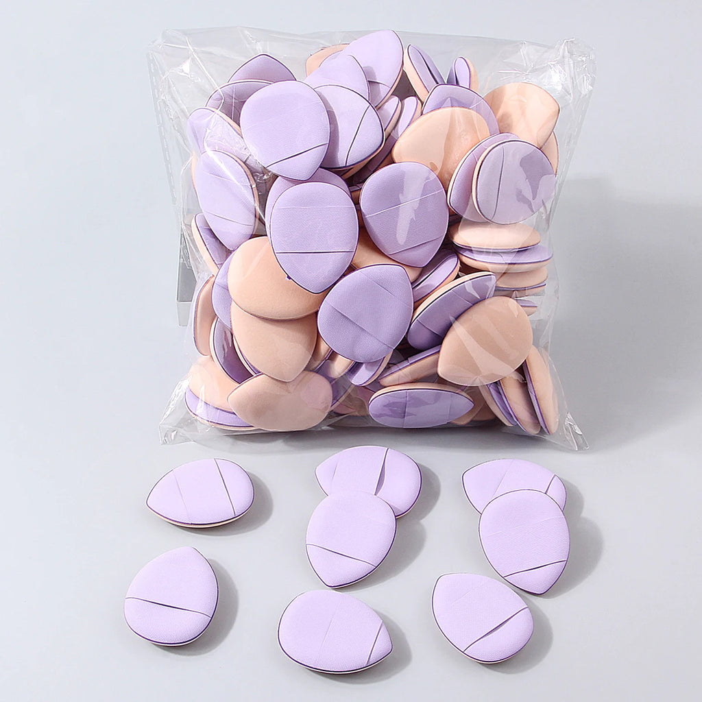 100-Pack Purple Mini Powder Puffs | Dry & Wet Sponge Cushion Makeup Powder Puffs QXL