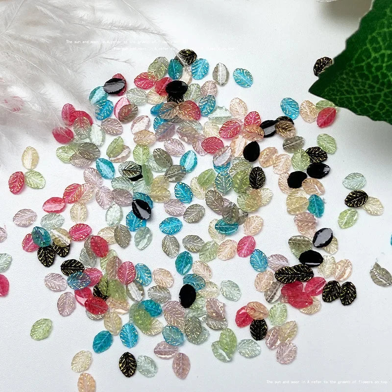 50-Pc 3D Kawaii Leaf Nail Art Charms | Colorful Acrylic Decor Nail Art Charms QXL