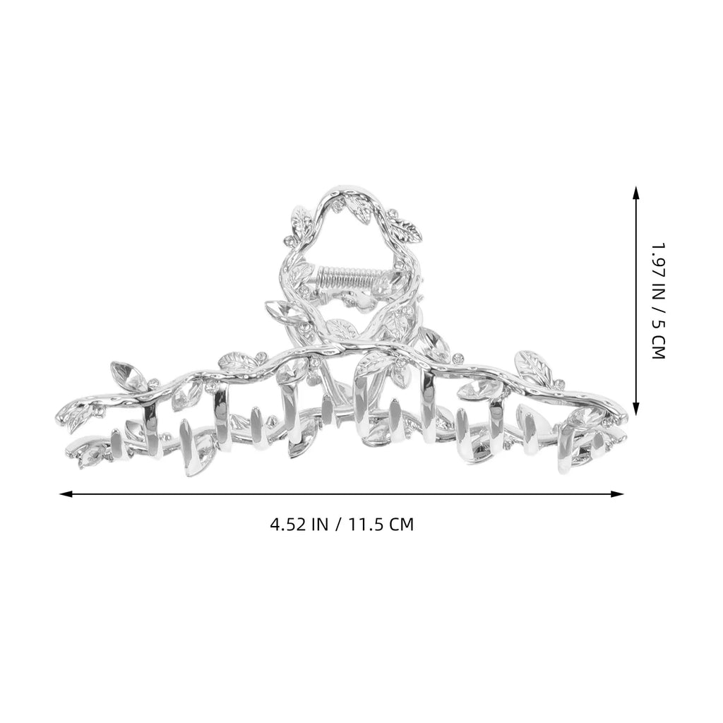 2-Pack Leaf Rhinestone Hair Claw Clips | Crystal Alloy Bun Grip Rhinestone Hair Clips QXL