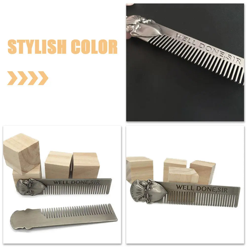 Stainless Steel Fine Tooth Beard & Hair Comb | Metal Styling Metal Hair Comb QXL
