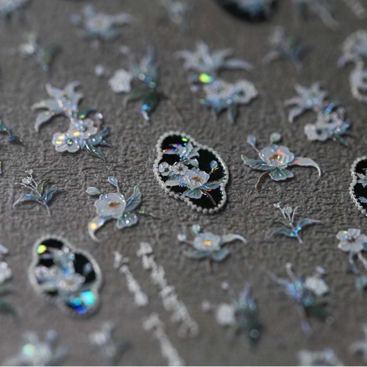 5D Floral Nail Art Stickers – Lily & Camellia Self-Adhesive Nail Art Stickers QXL