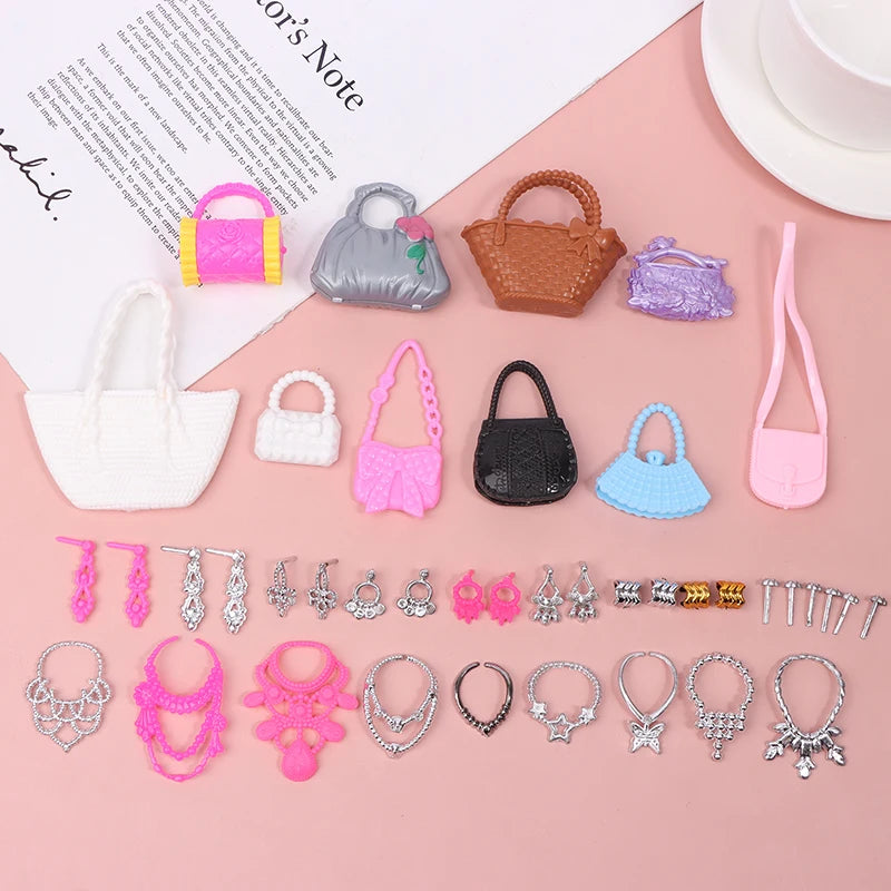 10-Pc Dollhouse Princess Jewelry Set – Crown, Necklace & Bracelet Doll Jewelry Set QXL