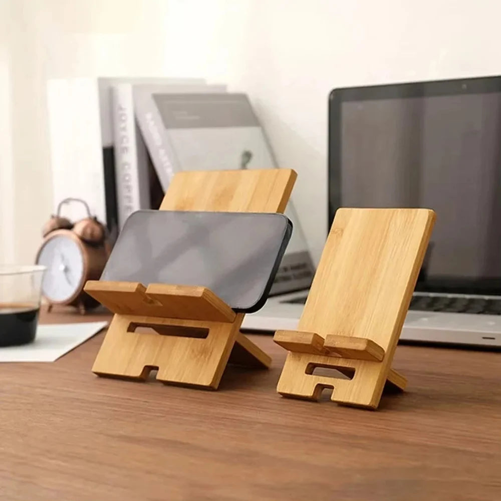 Bamboo Desktop Phone & Tablet Stand | Wooden Holder Phone Tablet Stand QXL