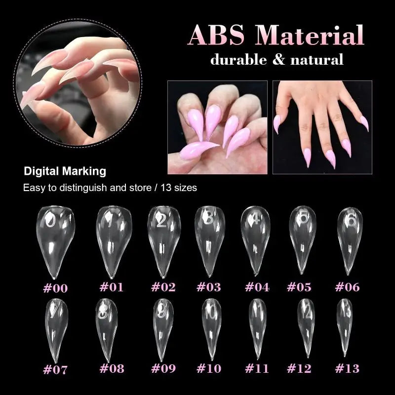 140-Pc Curved Stiletto Nail Dual Forms | 3D Cat Claw Molds Nail Extension Forms QXL