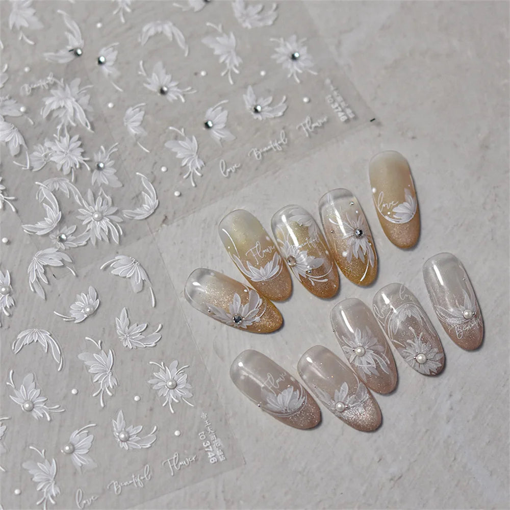 5D Kawaii Dahlia Flower Nail Art Stickers | Self-Adhesive Decals Nail Art Stickers QXL