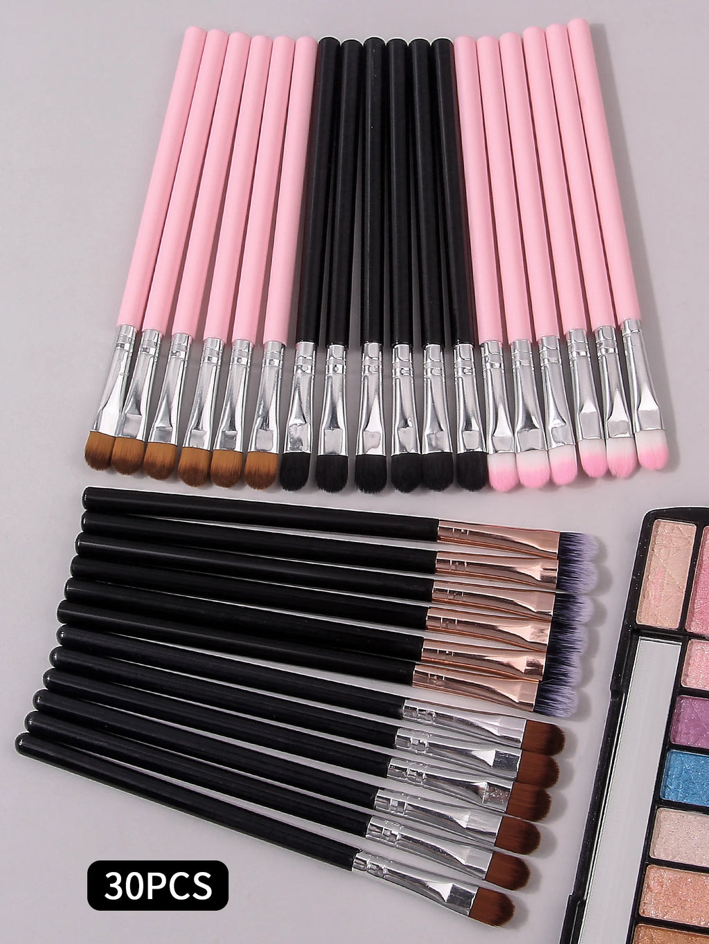 30-Pack Eyeshadow & Smudge Brush Set | Nylon Makeup Brushes Eyeshadow Brush Set QXL