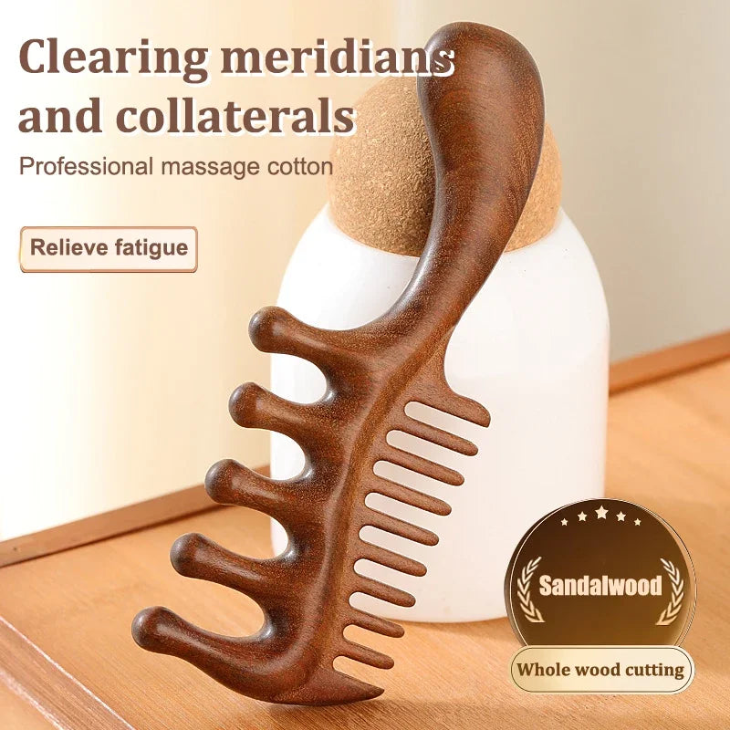 Sandalwood Double-Sided Scalp Massage & Detangling Comb Scalp Massage Comb QXL