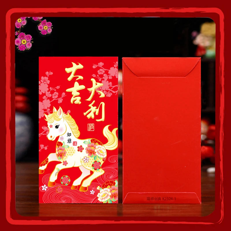 6-Pack 2026 Year of the Horse Lucky Red Envelopes | CNY Festive Gift Envelopes QXL