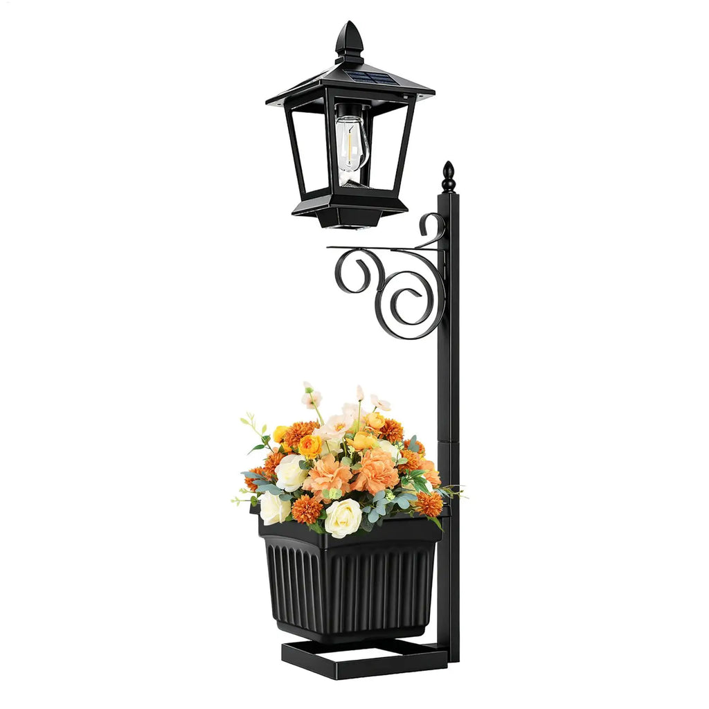 2-in-1 Solar Lamp Post with Planter | Outdoor Garden Light Solar Garden Lamp QXL