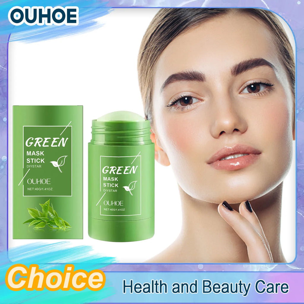 OUHOE Green Tea Solid Mask Stick | Deep Cleanse & Pore Care Facial Mask Stick QXL
