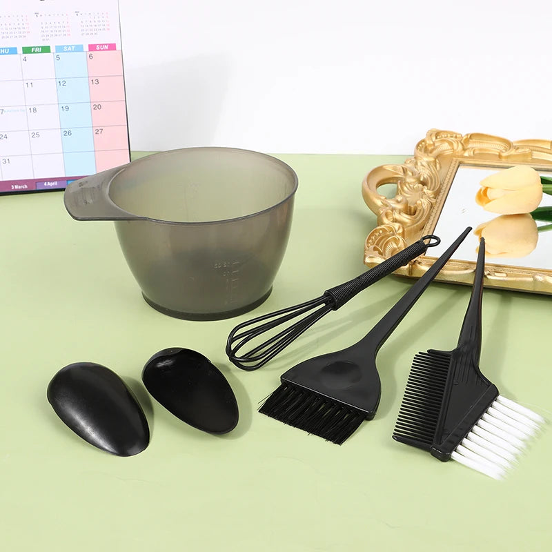 5-Piece Hair Dye Brush & Bowl Set | Ear Caps & Mixing Rod Hair Colouring Kit QXL