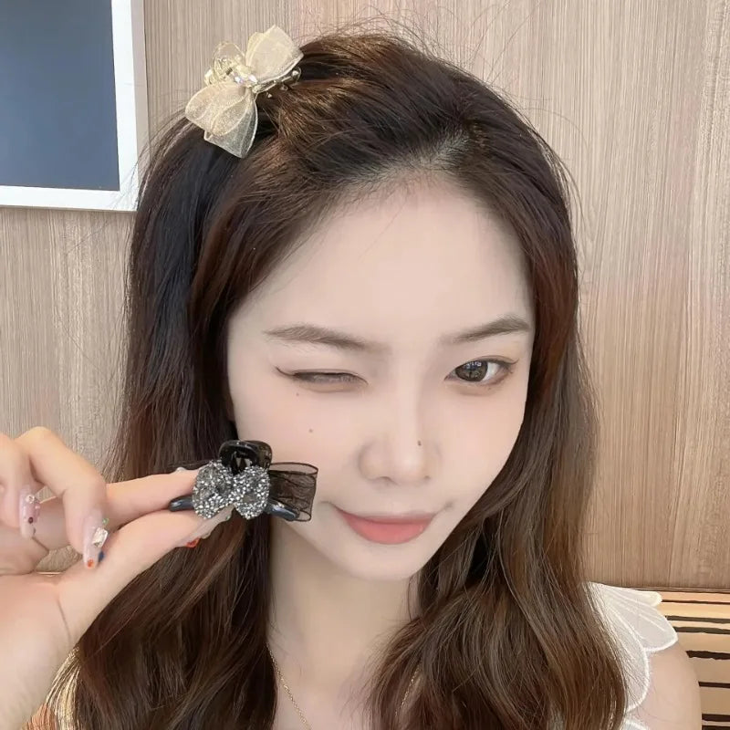 Mesh Bow Vintage Hair Claw Clip | Retro Hairpin for Women Hair Claw Clip QXL