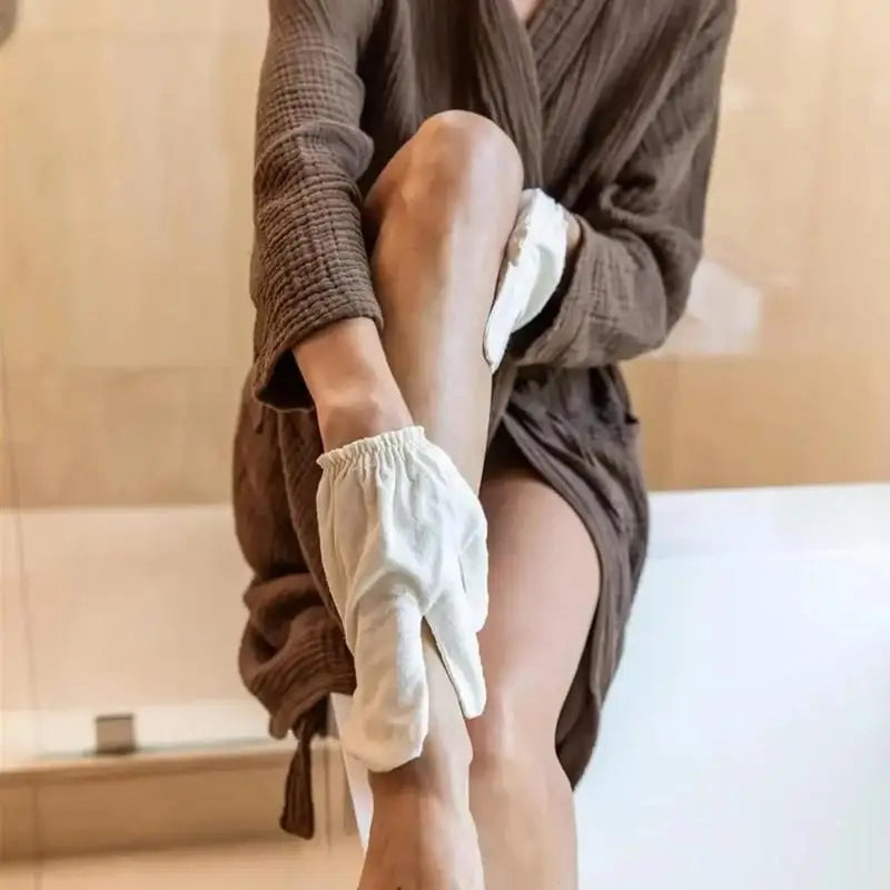 Raw Silk Exfoliating Gloves | Shower Massage & Dry Brush Exfoliating Gloves QXL