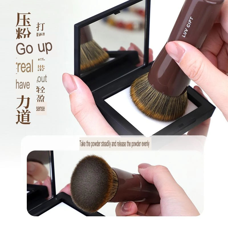 Flat Head Powder Brush – Soft Wool Fiber Blush & Setting Powder Makeup Brush QXL