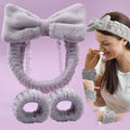 Coral Fleece Face Wash Headband & Wristband Set for Women Skincare Headband Set QXL GRAY Size fits all