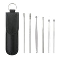 7-Piece Stainless Steel Ear Cleaning Spoon & Earpick Set Ear Cleaning Kit QXL Black