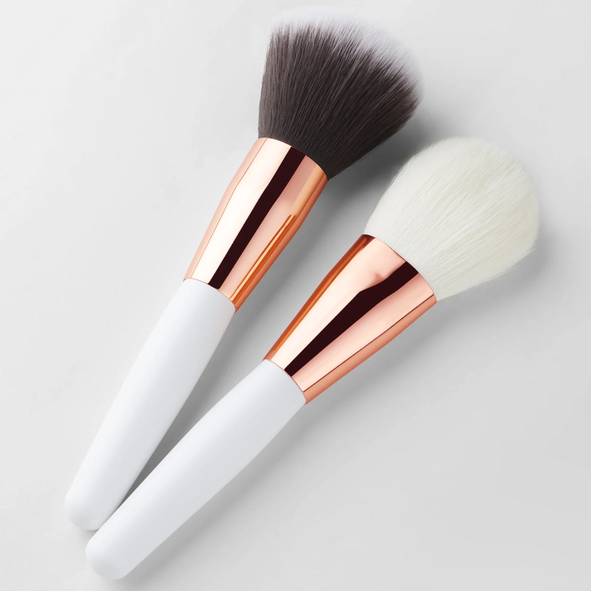 2-Pack Soft Fluffy Powder & Blush Brushes | Short Handle Makeup Brush Set QXL WHITE