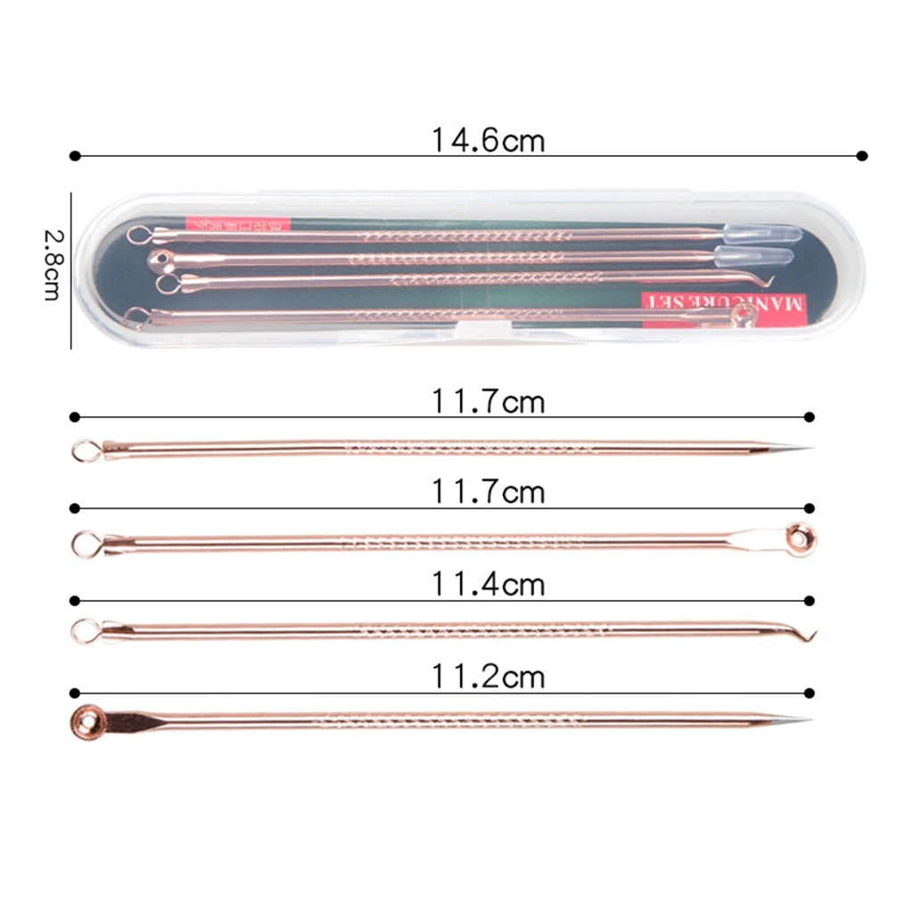 4-Piece Blackhead Extractor Tool Set | Stainless Steel Skin Care Blackhead Extractor Set QXL