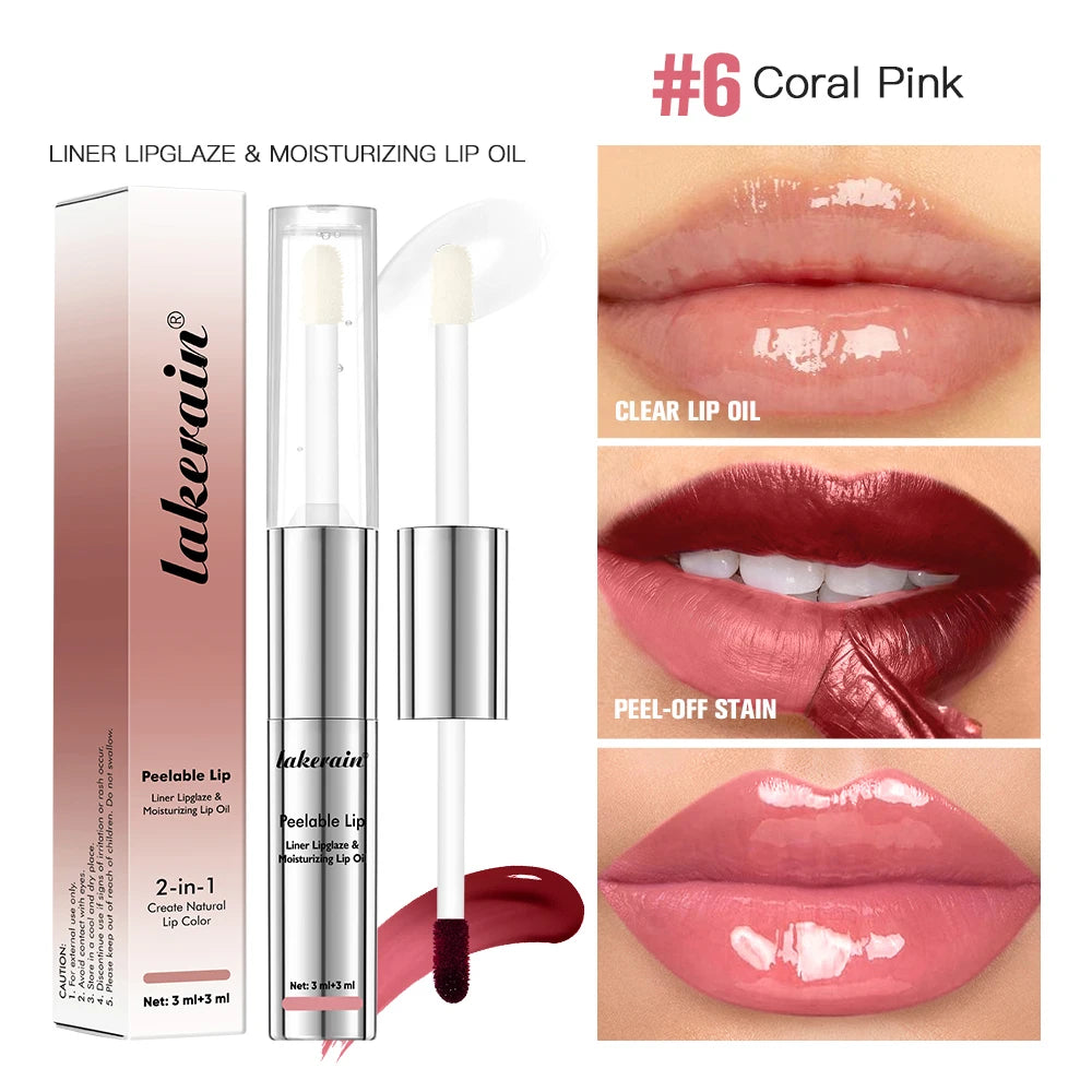 2-in-1 Peel-Off Lip Liner & Moisturizing Lip Oil | 7 Shades Lip Liner & Lip Oil QXL