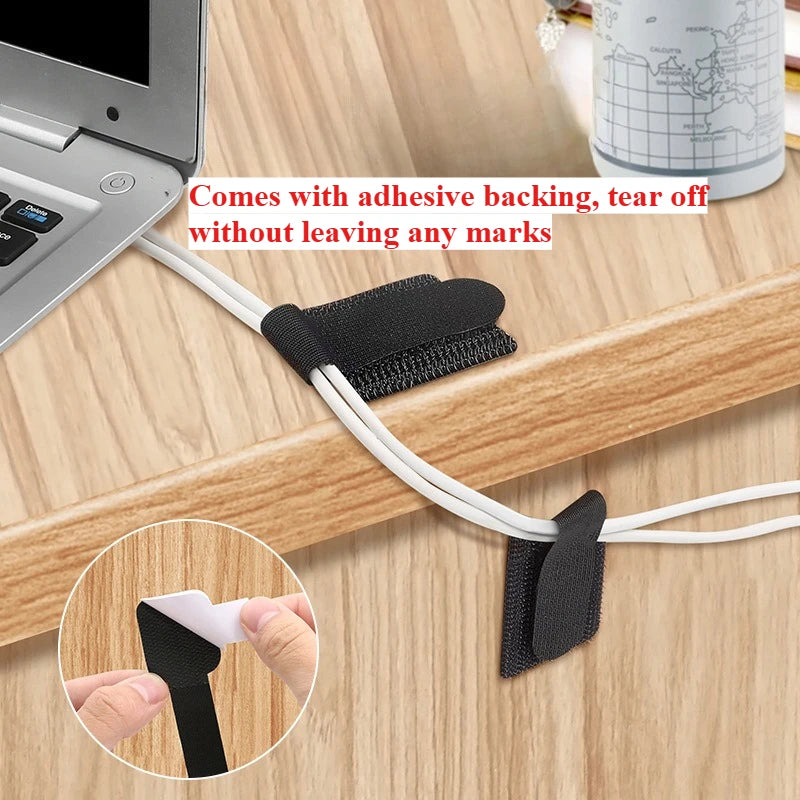 Reusable Self-Adhesive Cable Ties | Adjustable Cord Organizer Cable Tie Organizer QXL