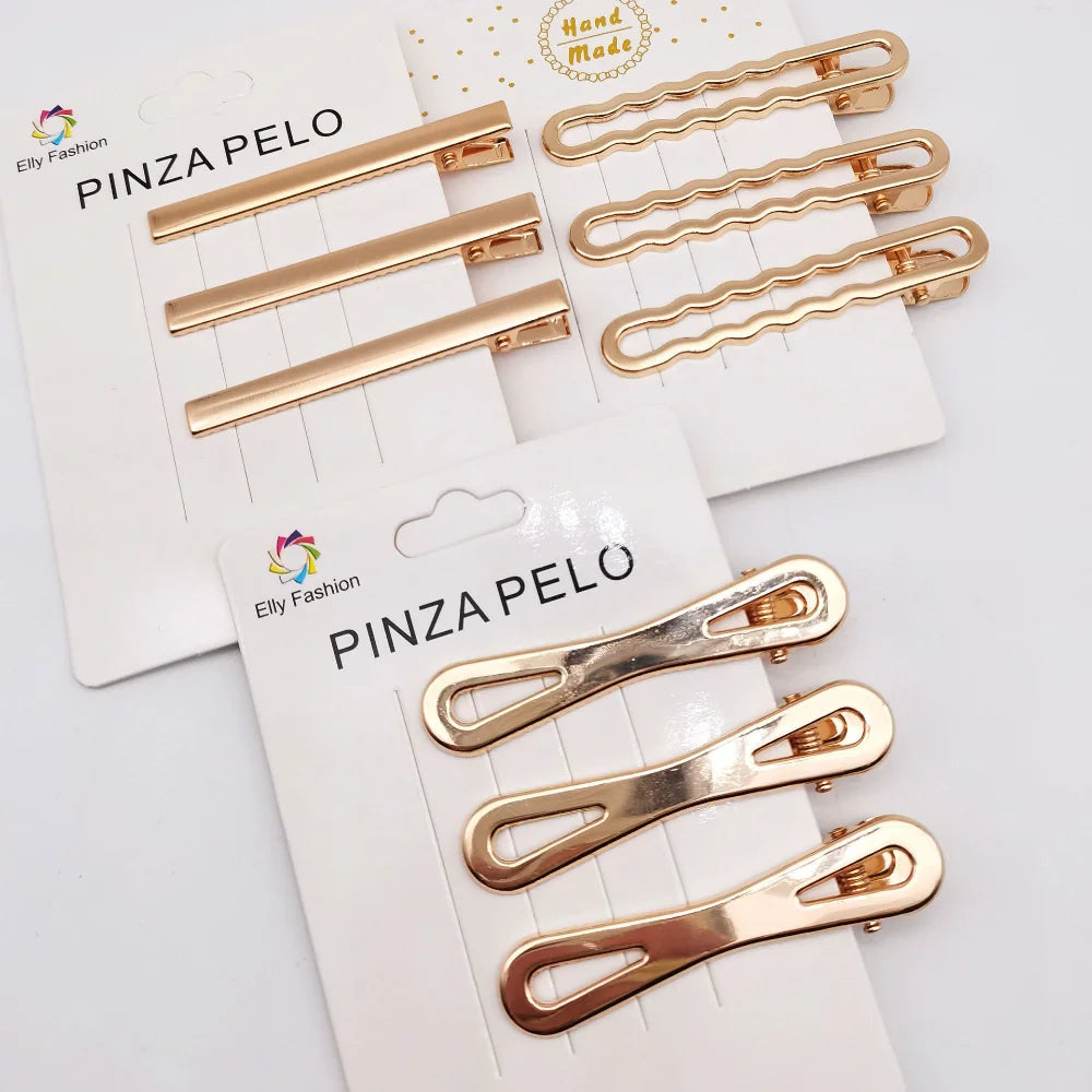 3-Pack Metal Geometric Hair Claw Clips | Korean Crab Barrette Hair Claw Clip Set QXL