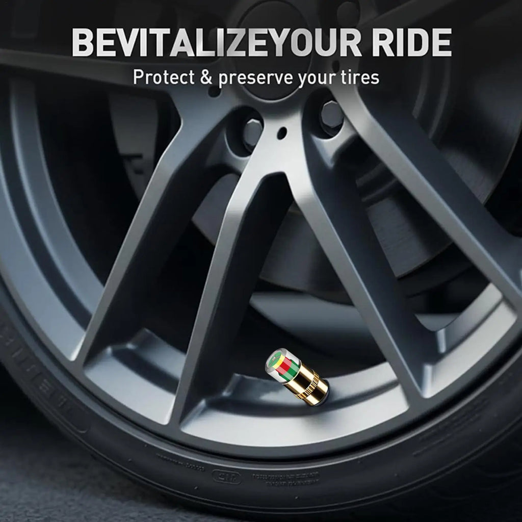 Tire Pressure Indicator Valve Stem Caps | Color-Coded 4-Pack Tire Pressure Caps QXL