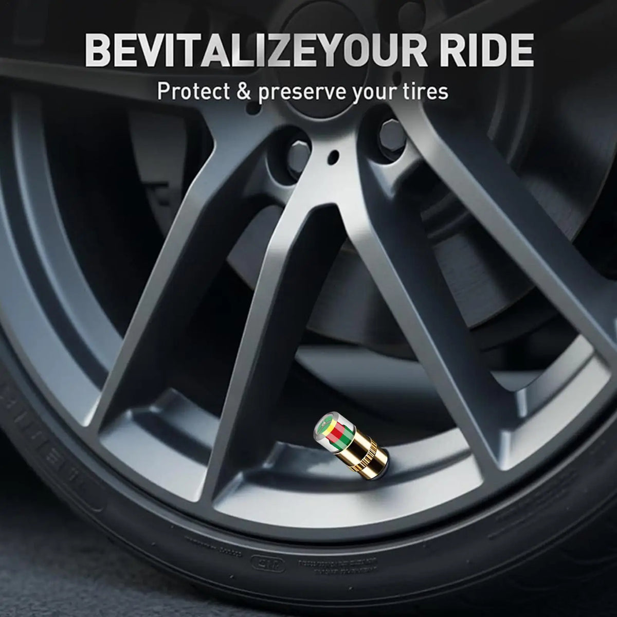 Tire Pressure Indicator Valve Stem Caps | Color-Coded 4-Pack Tire Pressure Caps QXL