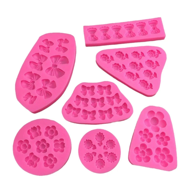 Cartoon Flowers Bow Bee Fondant Silicone Mold | Cake Decor Fondant Silicone Mold QXL