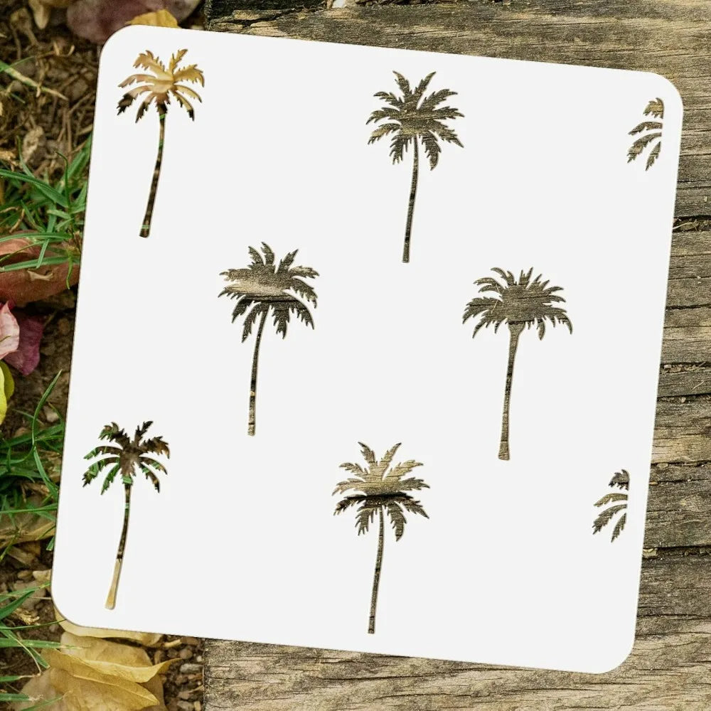 Reusable Palm Tree Stencil 11.8" | Tropical DIY Wall Art Craft Stencil QXL