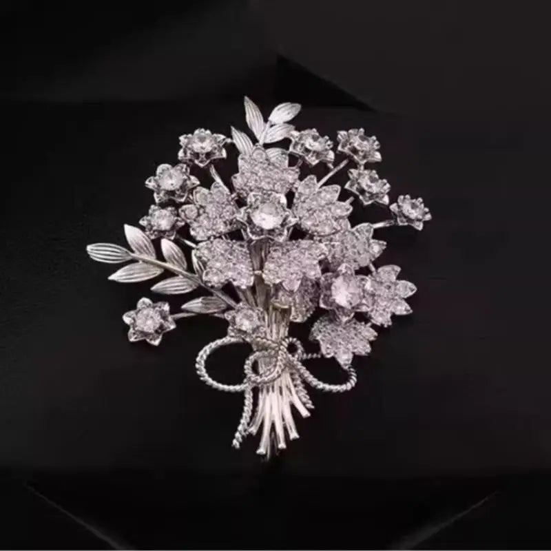 Rhinestone Money Tree Brooch | Crystal Lapel Pin for Women Crystal Lapel Brooch QXL Silver